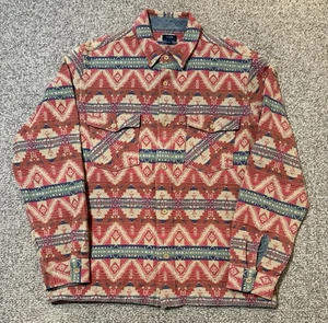 J.Crew Aztec Button Down Shirt Men’s L Red Cotton Southwest Jacquard Long Sleeve - Picture 1 of 8