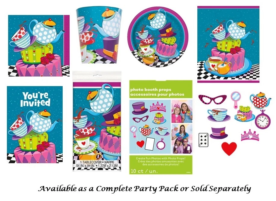 Mad Hatter Tea Party Alice In Wonderland Plates Napkins Cups Photo Props Invites - Image 1 of 1