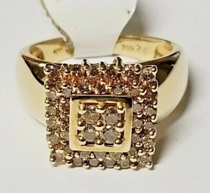 Anillo en racimo de diamantes de chocolate natural 1,02 TCW oro amarillo sólido de 10 K SI1 talla 7 - Imagen 1 de 4