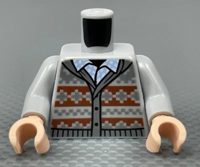 LEGO Minifigura Gris Azulado Claro Torso Con Capucha Suéter Chaleco Fair Isle sobre Camisa Foto 1 de 4