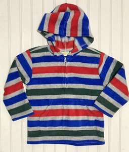 Crazy 8 Kid’s Sweatshirt Hoodie 4T Gray Red Blue Green Stripes 1/4 Zip 1 Pocket - Picture 1 of 7