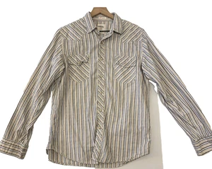 Fossil 54 Vintage Fit Long Sleeve Shirt Men’s Size Large Western Pearl Snaps .. - Picture 1 of 12