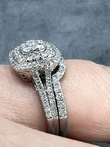 Michael Hill 14K White Gold Diamond Bridal Set Ring 0.75ct tw. - Picture 1 of 10