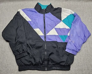 VINTAGE Christian Dior Jacket Mens Large Black Luxury Track Bomber Geometric 90s - Picture 1 of 12