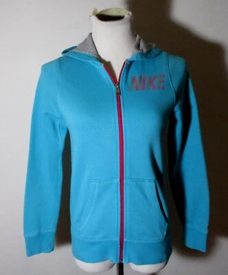 NIKE Aqua Blue Full Zip Hooded Sweatshirt Girl's Size XL - Image 1 of 4