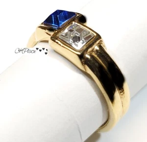 Vintage Gold Tone Ring 2 Stone Size 7.5 Costume Jewelry - Picture 1 of 4
