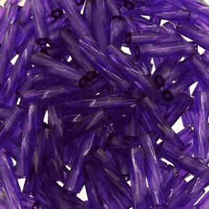 Miyuki Twisted Bugle Beads 2.7x12mm 16GM Transparent Dark Purple - Picture 1 of 3