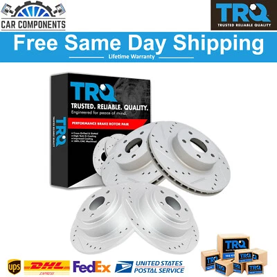 Новый комплект перфорированных тормозных роторов TRQ подходит для Subaru Impreza Legacy Outback 2000-2016 годов выпуска - Изображение 1 из 4