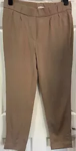 Pantalones capri cortos cintura elástica mezcla seda marrón BRUNELLO CUCINELLI UK16 - Imagen 1 de 6