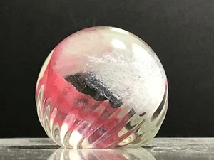 ETCHED CAITHNESS PINK & WHITE 'MISTY' SPIRAL RIDGED SIDES ART GLASS PAPERWEIGHT - Picture 1 of 7