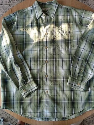 Paradise Collection Dress Shirt Mens Large Green White Plaid Long Sleeve  - Image 1 of 4