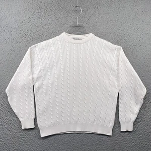 Tehama Nancy Haley Sweater Womens Large White Cable Knit Pullover Jumper Golf - Picture 1 of 12