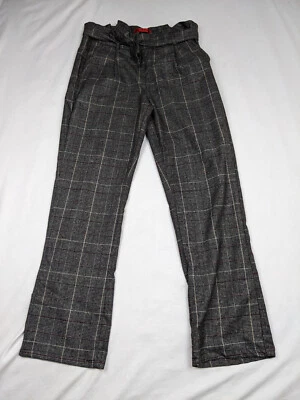 Hot Kiss Women 5 Gray Glen Check Stretch Tie Belt Dress Pants Straight High Rise Foto 1 de 4