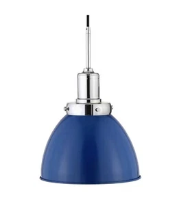 Madison 12" Wide Pendant with Metal Shade in Blue/Polished Nickel/Blue - Picture 1 of 7