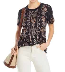 JOHNNY WAS FAYE CREWNECK 100% COTTON EMBROIDERED TOP TEE SHIRT SIZE S ~NWT - Picture 1 of 6
