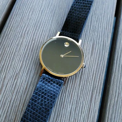 Reloj vintage Movado Museum oro amarillo 14K esfera negra Zenith cuerda manual Foto 1 de 4