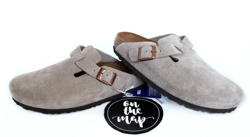 Sales Birkenstock Boston Suede Leather Taupe Clogs Mules UK 2 3 4 5 6 7 8 9 10 US New