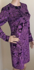 NEXT Ladies Purple Floral Pencil Dress Size 12 with Long Sleeves and Knee Length - Picture 1 of 5