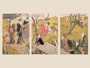 Decor Poster.Wall design.Home room interior.Japanese Geisha life woodcuts.12575 - Picture 1 of 1