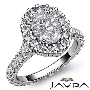 Halo Shared Prong Oval Cut Diamond Engagement Ring GIA Certified I Color SI1 3Ct - Picture 1 of 12