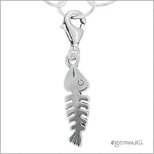 Dije colgante con clip de hueso de pez de plata esterlina para pulsera europea #94079 Foto 1 de 1