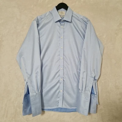 Camisa Hawes & Curtis Para Hombre 17.5/37 Azul Claro St James Calce Ajustado Sin Botón de Hierro Foto 1 de 4