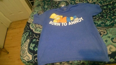 Camiseta Los Simpson Juvenil Niño Talla Mediana Bart Whatever Azul Gráfico Foto 1 de 2