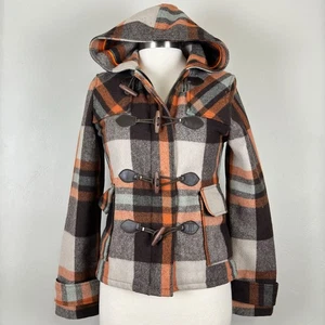 Hollister Co Dufflecoat M Y2K Streetwear Indie Mod Revival Prep Tartan kariert - Bild 1 von 7
