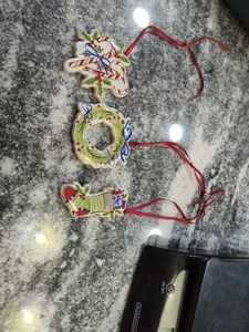 3 Longaberger Pottery "All The Trimmings" Christmas Ornaments  - Picture 1 of 7