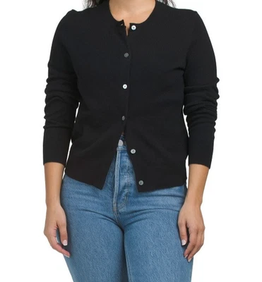 Cardigã Theory Cashmere Crew Button preto P;novo com etiquetas - Imagem 1 de 4