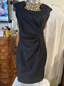 Calvin Klein Damen-Etuikleid dunkelblau Kurzarm Chambray Größe 6 - Bild 1 von 7