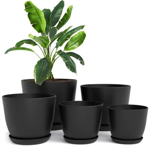 - Plant Pots Indoor with Drainage - 7/6.6/6/5.3/4.8 Inches Flower Pots for In... - Picture 1 of 6