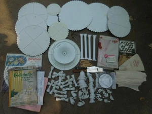 Wedding Cake Decorating Supplies Lot Pillars Bells Swans Plates Books Tools + - Picture 1 of 11