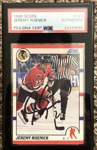 1990 Score #179 Jeremy Roenick Rookie autographed PSA Authentic Auto Blackhawks - Picture 1 of 2