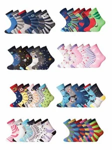 3 Pair Boys Girls Ankle Socks Children Kids Multicoloured Design Character - Picture 1 of 23