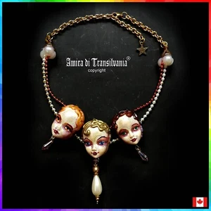 Jewelry Necklace Pendant Princess Doll Head Belle Epoque Art Deco Nouveau Jewels - Picture 1 of 24