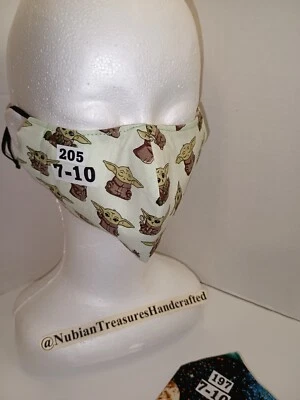 7-10 Youth Facemask, Starwars Baby Yoda CDC Guidelines, Good Fit, Adjustable  - Image 1 of 2