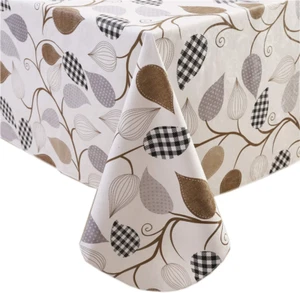 Heavy Duty Vinyl Tablecloth with Flannel Backing Waterproof Oil-Proof Plastic Ta - Picture 1 of 6