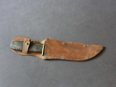 De colección (1910) Union Cutlery Co - KA-BAR - Cuchillo de caza y funda - ¿Hoja de patrón? Foto 1 de 4