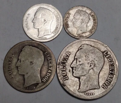 Venezuela Silver Set - 1/4, 1/2, 1 Bolivar, 2 Bolivares - 1929 1935 1944 1946 - Image 1 of 4