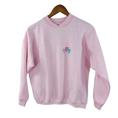 Vintage 80s Sweatshirt Size Small granny pink Geometric Puff paint pullover - Изображение 1 из 4