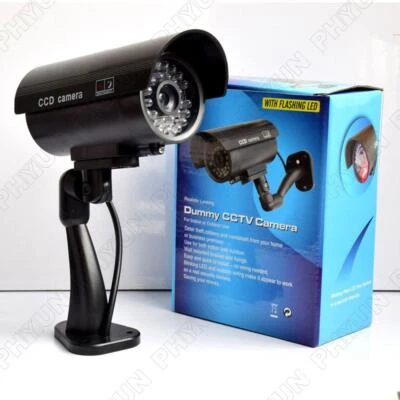 Black Dummy CCTV Camera Surveillance Simulation Realistic Cameras w/Flashing LED - Image 1 of 4