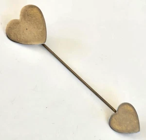 Vintage verfärbt goldfarben Herz Stift Pin 2-1/2" - Bild 1 von 5
