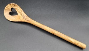Kochlöffel Rührlöffel aus Olivenholz 30 cm Küchenbesteck mit Herz handgefertig - Bild 1 von 3