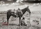 Wild West Texas Cowboy FOTO Pferd Rancher Country Sky Kunst Old West 1910