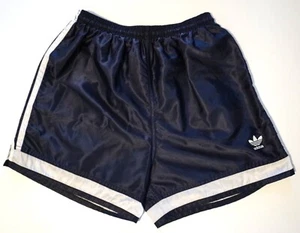 MEN'S ADIDAS NAVY BLUE SATIN SOCCER SHORTS (SIZE M) - Picture 1 of 9