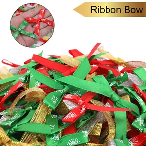 150 Christmas Ribbon Mini Bows 4cm Assorted Ccolours Crafting / Card Making Bows - Picture 1 of 11