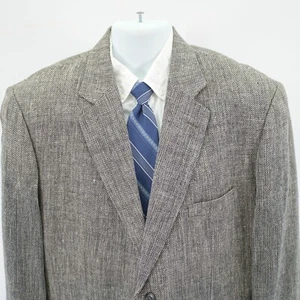 Stafford 100% Silk Black Tan White Check Sport Coat 42L / Slim 44L 2 Button - Picture 1 of 13