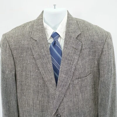 Stafford 100% Silk Black Tan White Check Sport Coat 42L / Slim 44L 2 Button - Image 1 of 4
