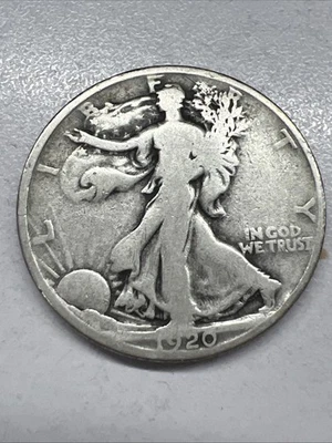 1920 50C Walking Liberty Half Dollar  Actual Coin Nice Details And Full Rim - Image 1 of 2